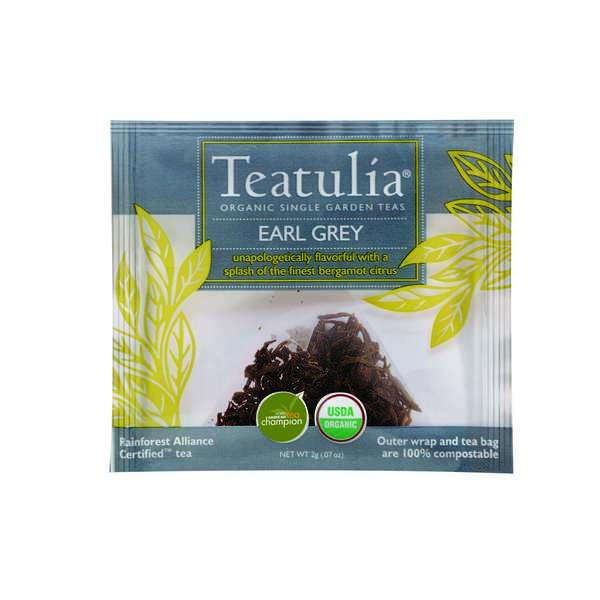 Teatulia Organic Teas Earl Grey Wrapped Premium Tea, PK50 WPP-EAGR-50